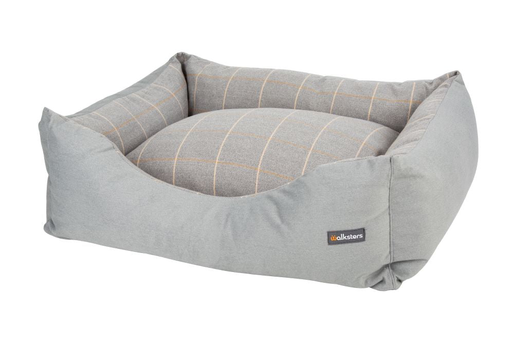 Walksters Buckingham Luxury Dog Bed in Grey Check