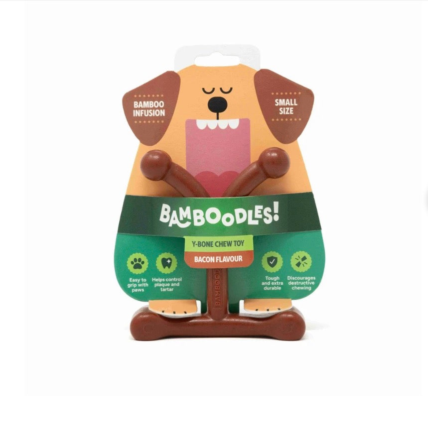 Bamboodles Bacon Y-Bone Chew Toy