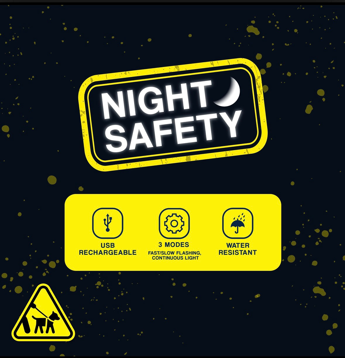 Ancol Orange Re-chargeable blinker with white LED. Night Safety
