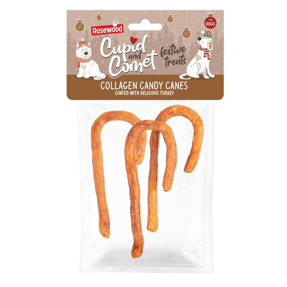 Festive Collagen Candy Cane Dog Treats 3 Pack 15g