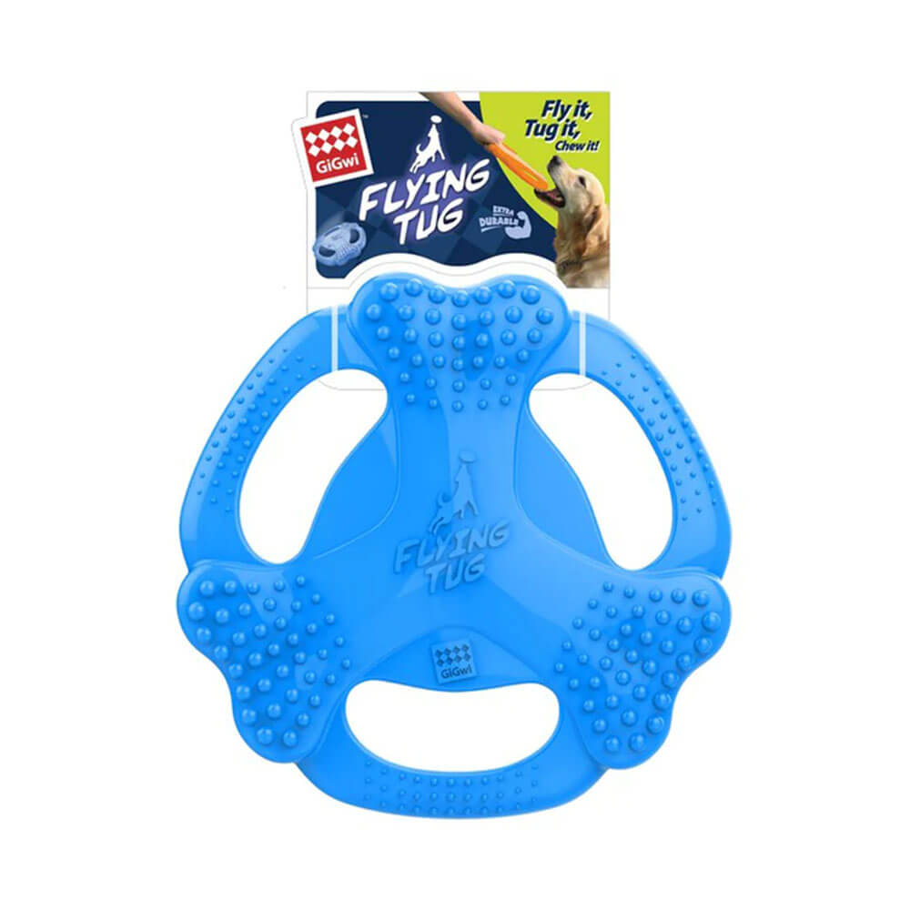 GiGwi TPR Bone Flying Tug Blue