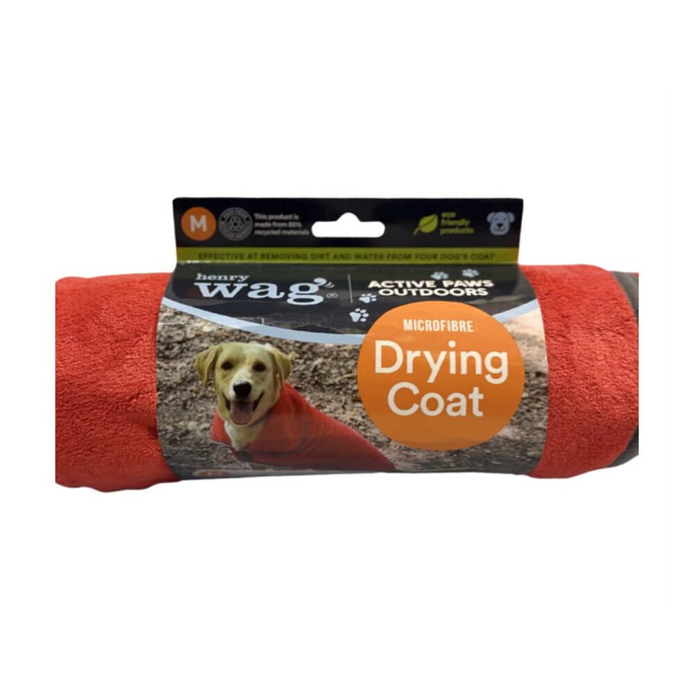 Henry Wag Microfibre Dog Drying Coat - RED