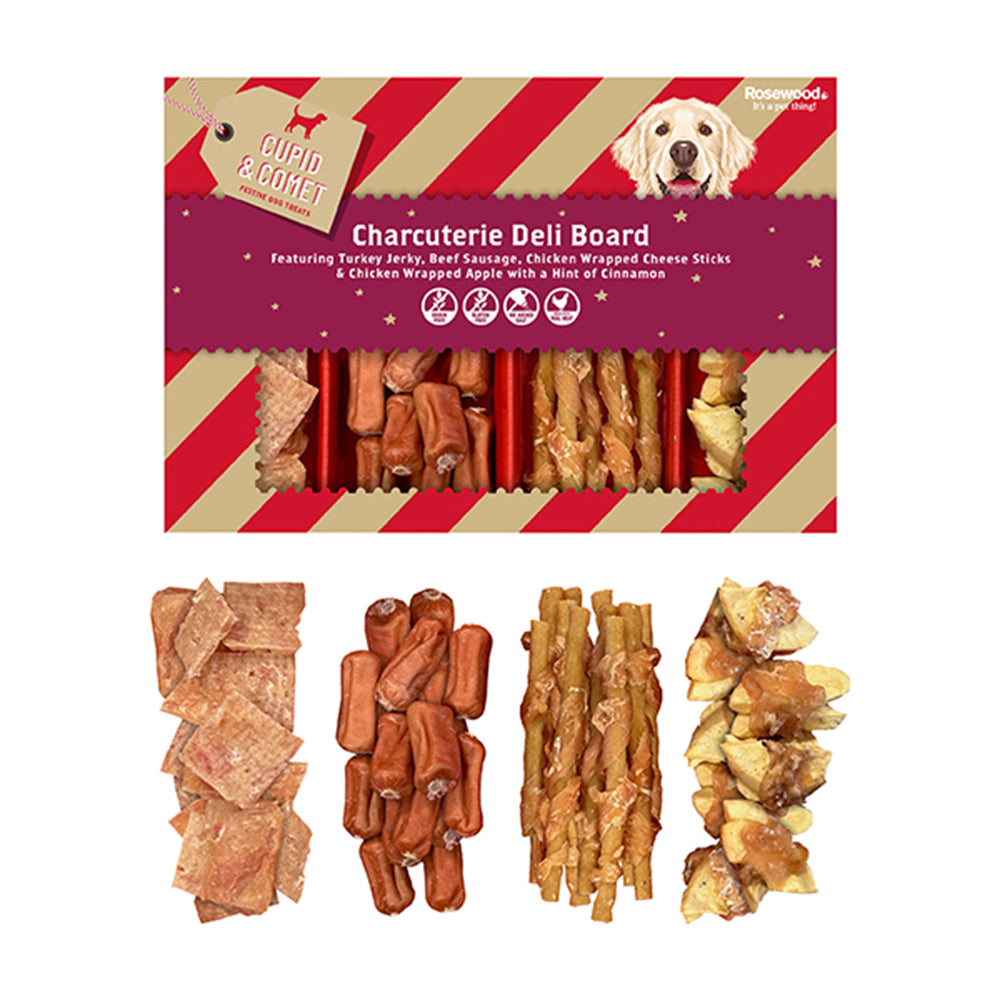 Rosewood Cupid and Comet Charcuterie Deli Board, Dog Treat Gift, 200g