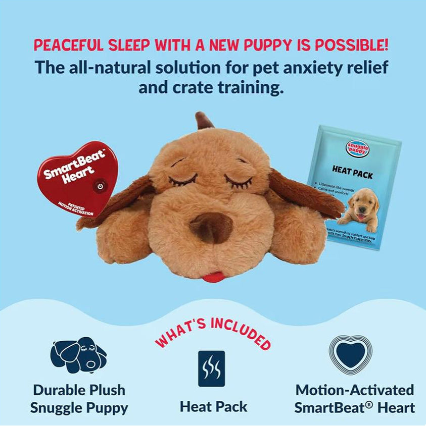 Snuggle Puppy Dog Comforter w/ Heartbeat in Soft Brown