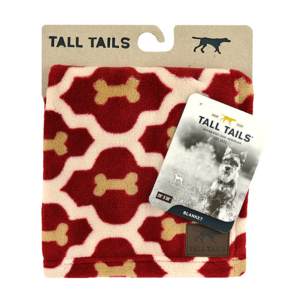 Tall Tails Fleece Dog Blanket in Red Bones