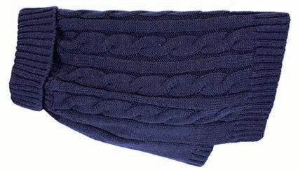 Buster & Beau Cable Knit Dog Jumper in Deep Blue