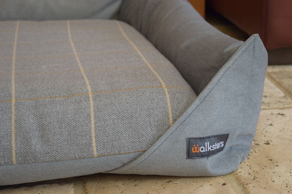 Walksters Aviemore Dog Bed in Light Grey Check