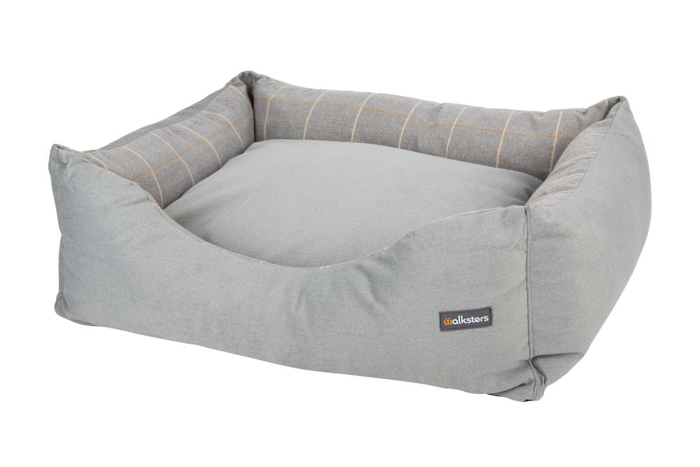 Walksters Buckingham Luxury Dog Bed in Grey Check