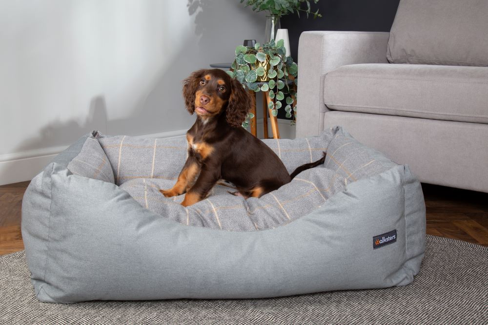 Walksters Buckingham Luxury Dog Bed in Grey Check Treat Your Dog