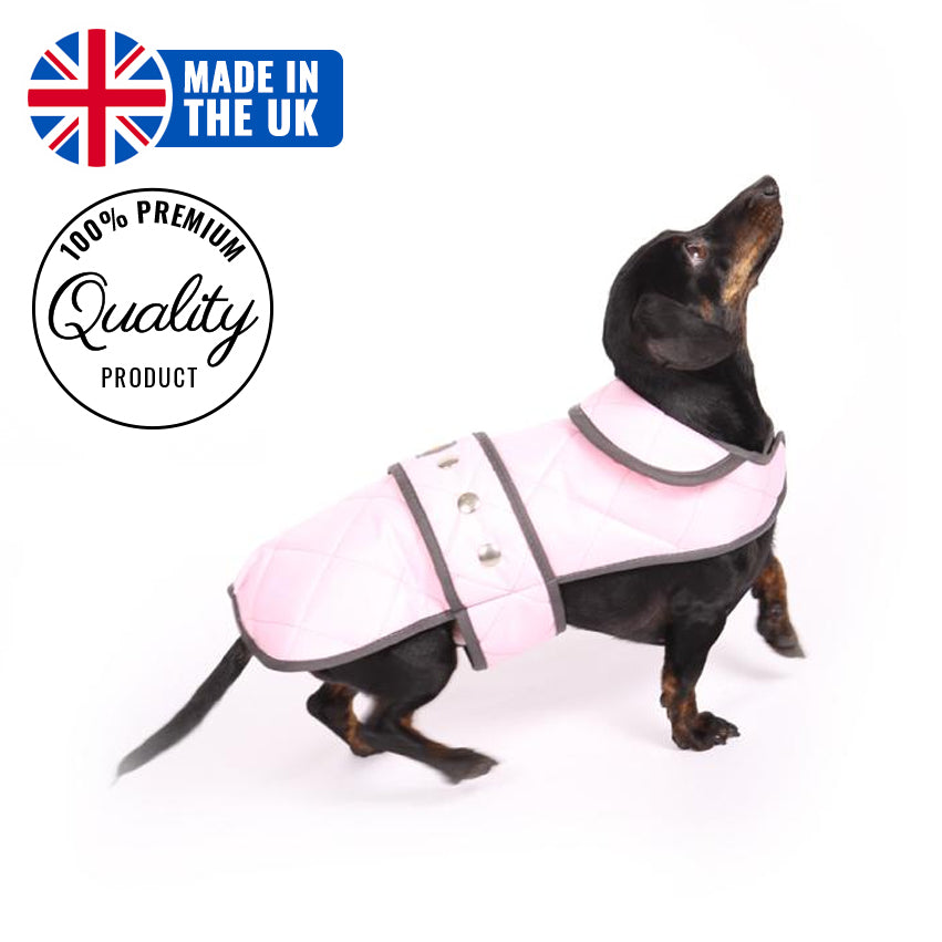 Walksters Dachshund Premium Quilted Coat in Pink