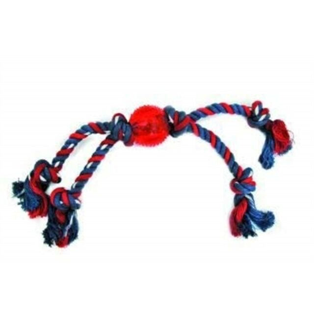 Dog tug toy with ball