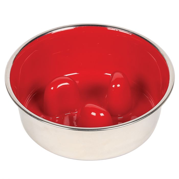 Smart Slow Feed Dog Bowl in Red